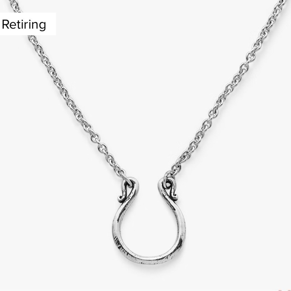 James Avery Silver Horseshoe Charm Holder Necklace Sterling Silver 30”